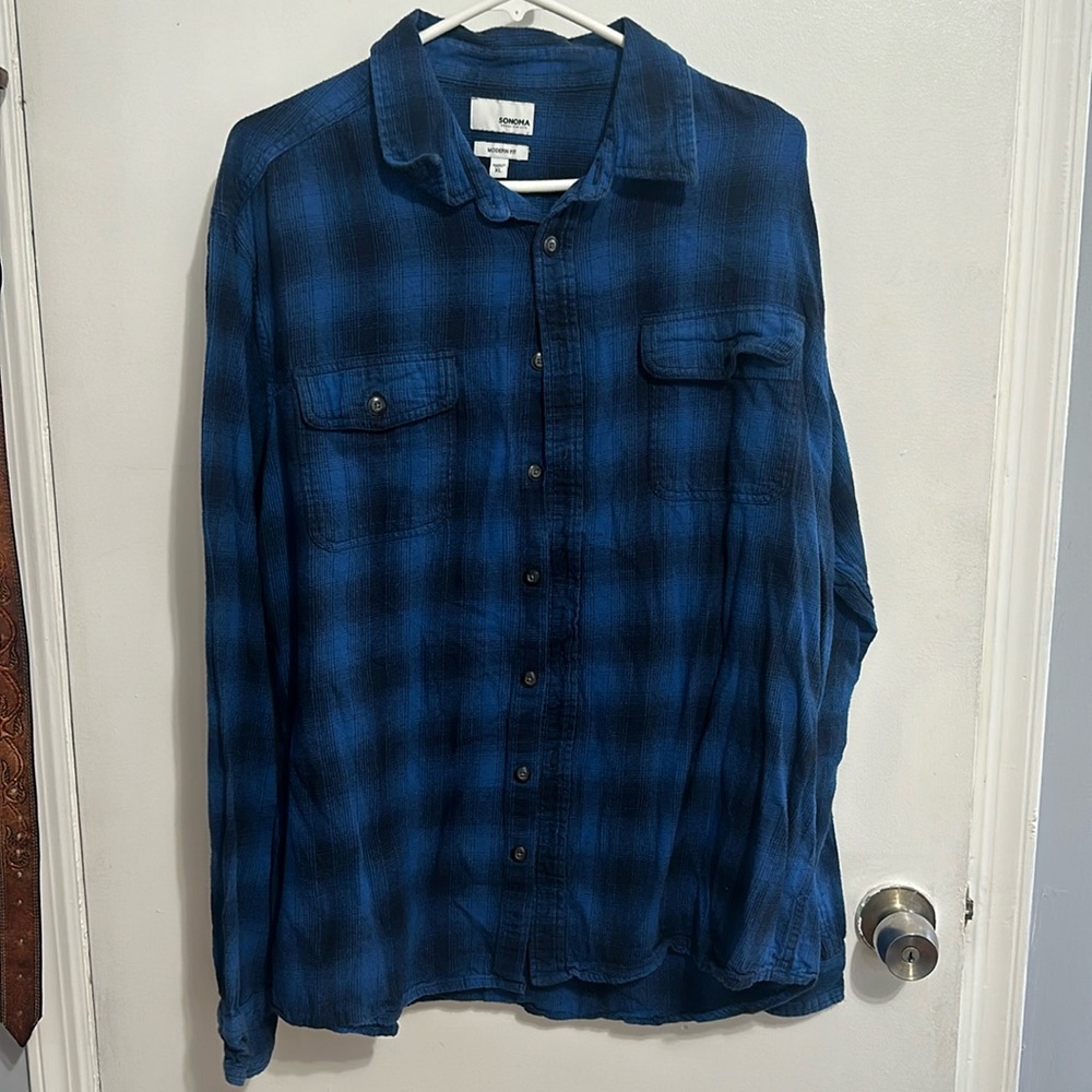 Blue flannel with black